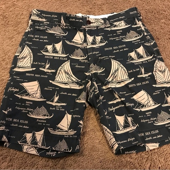 J. Crew Shorts | J Crew Stanton Shorts with great print of Ships - Picture 3 of 4
